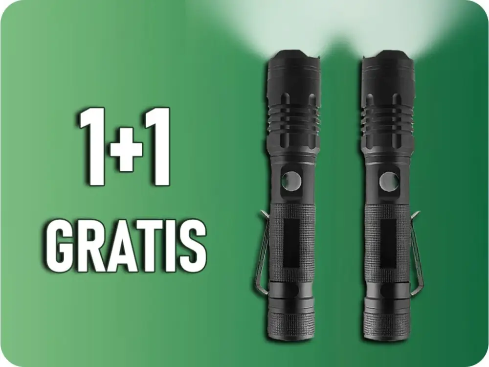 Újratölthető LED zseblámpa 10W, 1000lm, IP54, 2000mAh, 1+1 gratis! Biztonságos fizetés