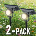 LED-es napelemes spotlámpa 2W, 40lm, IP65, fekete/2-PACK Szuper ajánlat