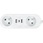 Olcsóbb SOLIGHT HOSSZABBÍTÓ KÁBEL 2X ALJZAT + USB A + USB C, 17W, 1.5M, FEHÉR [PP154C]