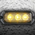 LED FIGYELMEZTETŐ LÁMPA 9W, 3XLED, NARANCS, R10, 4MODES, 5M KÁBEL, 12V/24V, IP67 [LW0023-5M-1] Különleges ajánlat