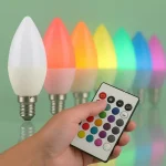 Végkiárusítás LED izzó E14 RGB+4000K, 4,8 W, 470 lm, RF vezérlés