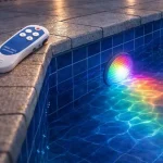 LED medencei izzó RGB távirányítóval 12W, 1260lm, PAR56, 12V, IP68 Expressz kézbesítés