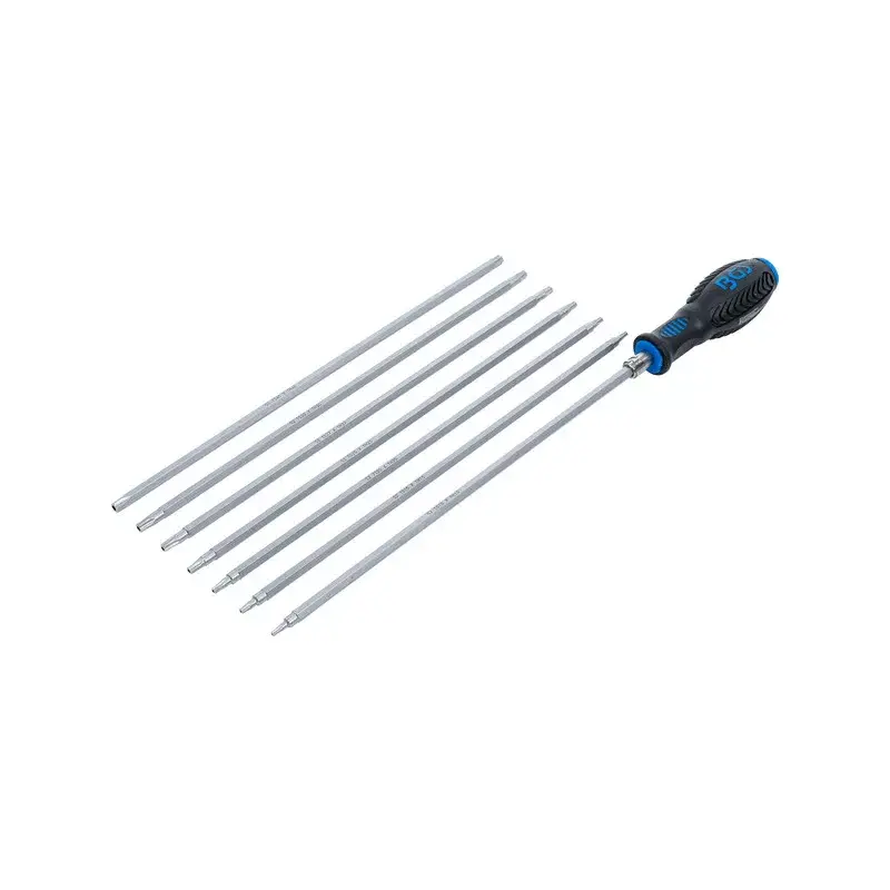 Újdonság Csavarhúzó készlet extra hosszú 5 és 6 szögű furatos torx 7x2=14 méret - BGS