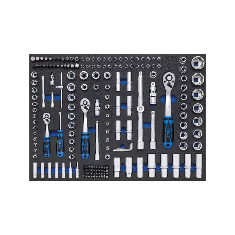 Tálcás Dugókulcs + rátűzőkulcs készlet1/4"-3/8"-1/2" 192 db-os - BGS Végkiárusítás