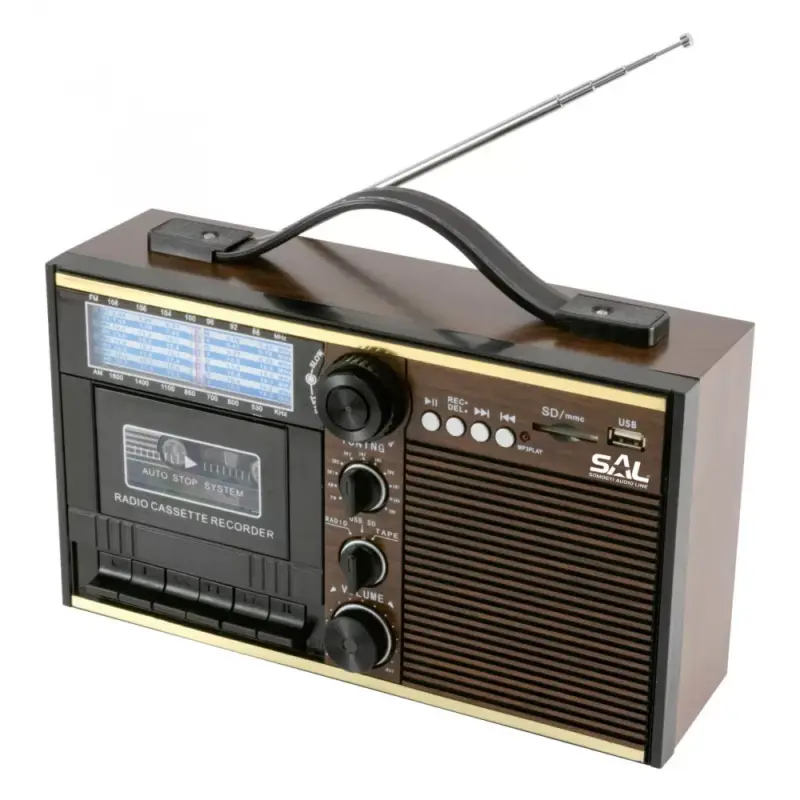 SAL RRT 11B retro kazettás rádió, multimédia lejátszó, kazettás magnó, beépített mikrofon, hangrögzítés, AUX, USB/MicroSD Prémium