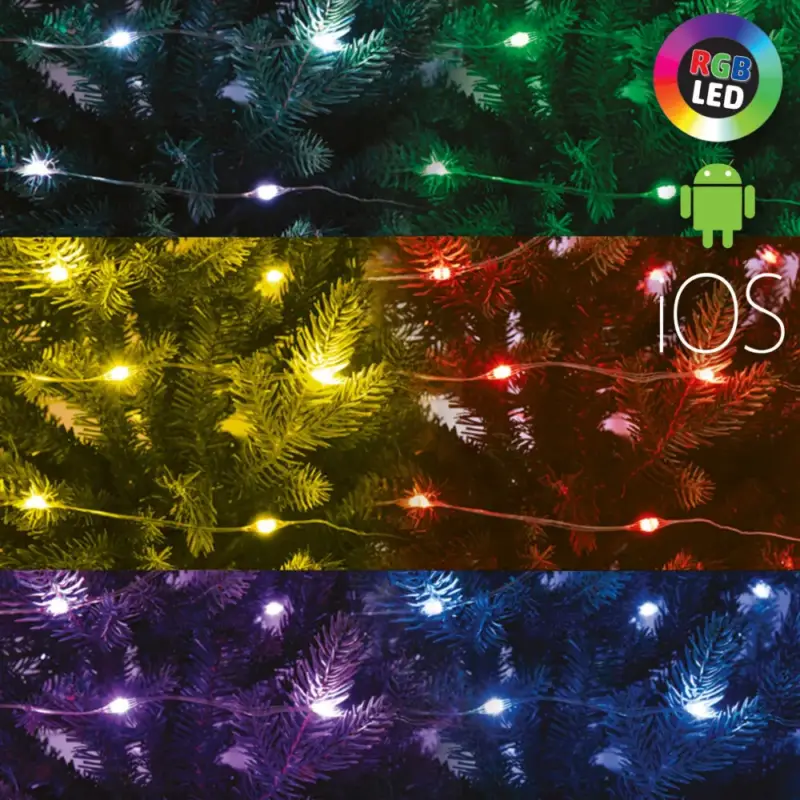 Home ML 100 RGB SMART micro LED-es fényfüzér, 10 m / 100 db RGB micro LED, applikációval vezérelhető, USB csatlakozó, beltéri kivitel Azonnali szállítás