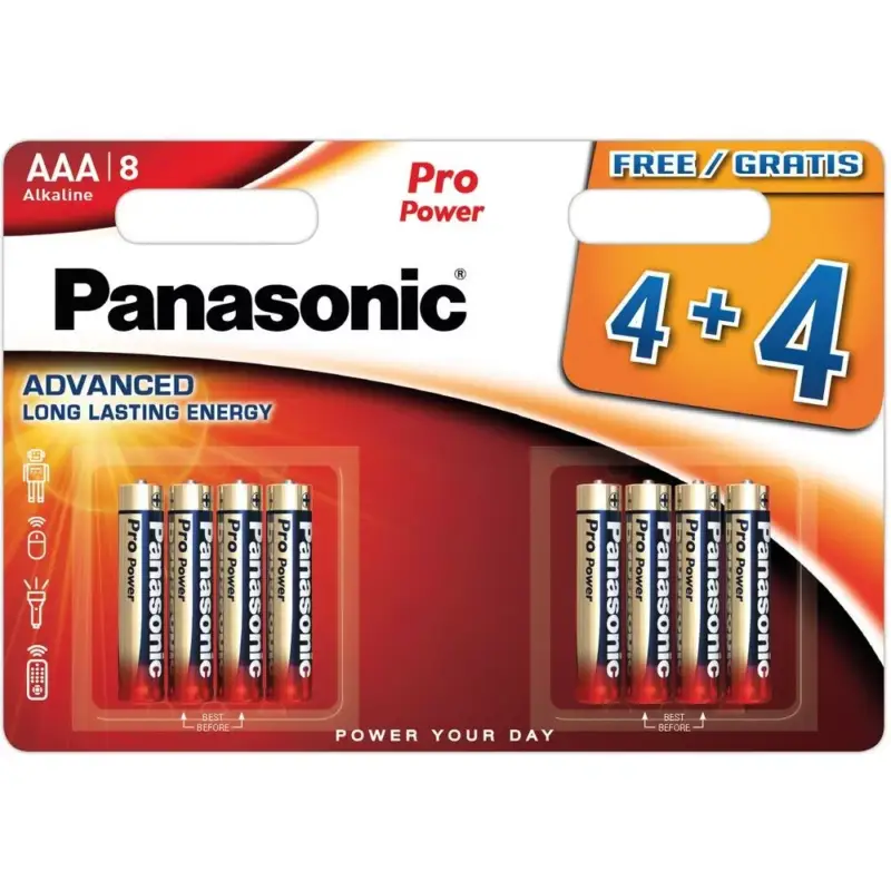 Utolsó esély Panasonic LR03PPG/8BW 1,5V AAA/mikro tartós alkáli elem 8 db/csomag
