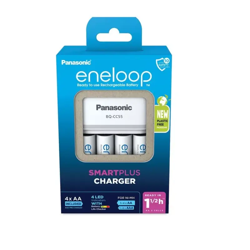 eneloop K-KJ55MCD40E akkumulátor gyorstöltő 4 db 2000mAh AA akkumulátorral Expressz szállítás