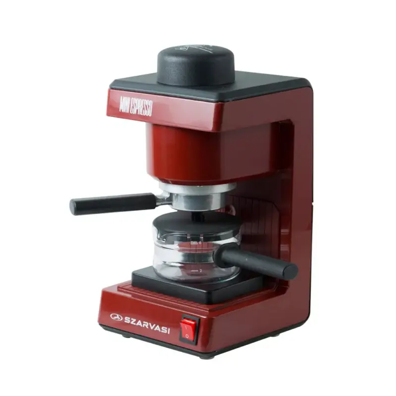 Akciós ár Szarvasi MINI ESPRESSO (SZV-612/3) kávéfőző, 800 W, bordó színű, őrölt kávé főzésére, 3,04 bar nyomás, max. 6 személy részére